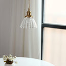 Retro Ribbed Glass Pendant Light