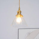 Retro Ribbed Glass Pendant Light
