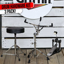 GRIFFIN 3 Pack Set- Single Kick Bass Pedal, Drum Throne & Snare Stand Set by GRIFFIN | Double Chain Foot Percussion Hardware Kit for Intense Play | Comfortable Drum Seat Percussion Chair for Adults