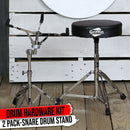Snare Stand & Drum Throne 2-PACK Set by GRIFFIN | Percussion Chrome Hardware Kit & Double Braced Light-Weight Mount for Standard Snares, Tom-Toms & Practice Pad | Slip-Proof Gear Tilter & Clamp Holder