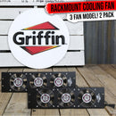 2 PACK - Rackmount Cooling Fan by Griffin | 3U Ultra-Quiet Triple Exhaust Fans, Keep Studio Audio Equipment Gear Cool | Rack Mount on Network IT System Server Rails | Temperature Control Panel Cabinet
