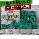 12 PACK - FAT TOAD XLR Microphone Cables | 50ft Professional Pro Audio Green Mic Cord Extension Patch with Lo-Z Connector | 24 AWG Shielded Wire & Balanced for DJ Music Recording Studio Mixer Gear
