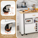Reversible Folding Kitchen Island Cart with Wine Rack and Spice Rack by DirectDeals