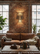 Ribbed Smoky Gray Glass Layered Wall Lamp