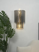 Ribbed Smoky Gray Glass Layered Wall Lamp