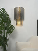 Ribbed Smoky Gray Glass Layered Wall Lamp