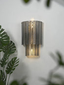 Ribbed Smoky Gray Glass Layered Wall Lamp