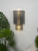 Ribbed Smoky Gray Glass Layered Wall Lamp