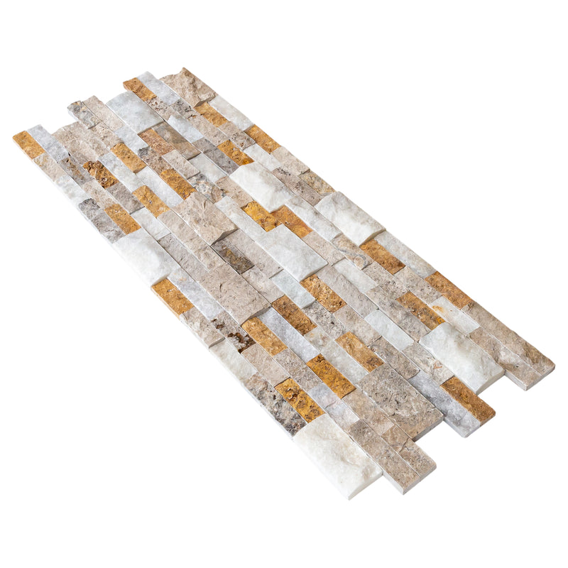 Riverrock Mixed Marble 3D Ledger Panel 6"x24" – Split-Face Wall Tile, Full Truckload