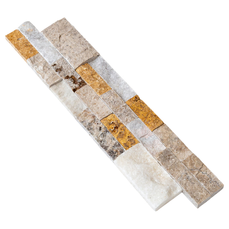 Riverrock Mixed Marble 3D Ledger Panel 6"x24" – Split-Face Wall Tile, Full Truckload