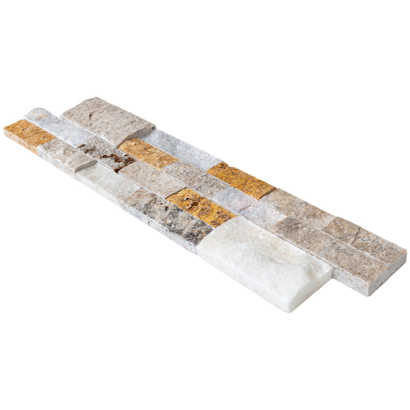 Riverrock Mixed Marble 3D Ledger Panel 6"x24" – Split-Face Wall Tile, Full Truckload