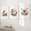 Christmas Print Set of 3: Santa, Reindeer, Holiday Wall Art by Wall Art Set