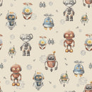 Robots Wallpaper – Playful Kids Room Wallcovering in Watercolor