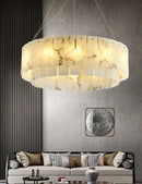 Rectangular Alabaster Round Chandelier