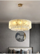 Rectangular Alabaster Round Chandelier