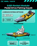 Rocket 9.8ft Propeller Drive Modular Fishing Kayak by ReelYaks