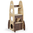 Rocket Cat Tree 47 Inch Large Wooden Cat Tower for Indoor Cats-Natural by LJGDeals