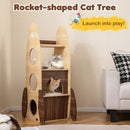 Rocket Cat Tree 47 Inch Large Wooden Cat Tower for Indoor Cats-Natural by LJGDeals