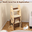 Rocket Cat Tree 47 Inch Large Wooden Cat Tower for Indoor Cats-Natural by LJGDeals