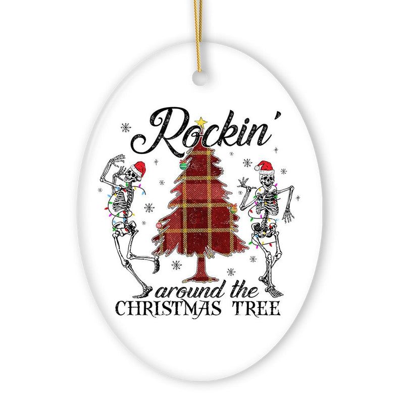 Rockin Around the Christmas Tree Dancing Skeleton Ornament