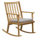 Rocking Chair with Cushion Solid Rubber Wood Rocker with Padded Seat-Natural by LJGDeals