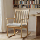 Rocking Chair with Cushion Solid Rubber Wood Rocker with Padded Seat-Natural by LJGDeals