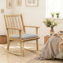 Rocking Chair with Cushion Solid Rubber Wood Rocker with Padded Seat-Natural by LJGDeals