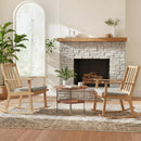 Rocking Chair with Cushion Solid Rubber Wood Rocker with Padded Seat-Natural by LJGDeals