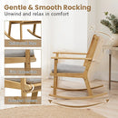 Rocking Chair with Cushion Solid Rubber Wood Rocker with Padded Seat-Natural by LJGDeals