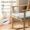 Rocking Chair with Cushion Solid Rubber Wood Rocker with Padded Seat-Natural by LJGDeals