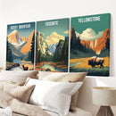Rocky Mountain, Yosemite, Yellowstone. National Park Wall Art by Wall Art Set