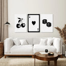 Set of Three Piece Playing Cards Black and White Decor by Wall Art Set