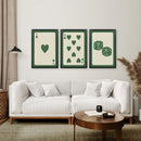 Set of 3 Piece Vintage Green Beige Cards by Wall Art Set