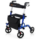 Folding Aluminum Rollator Walker with 8 inch Wheels and Seat by LJGDeals