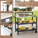 Rolling Bar Cart with Flip-up Table and Hooks for Kitchen by LJGDeals
