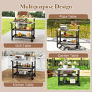 Rolling Bar Cart with Flip-up Table and Hooks for Kitchen by LJGDeals