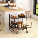 Rolling Buffet Serving Cart with Removable Metal Wire Wine Rack-Brown by DirectDeals