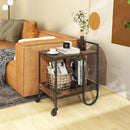Rolling Buffet Serving Cart with Removable Metal Wire Wine Rack-Brown by DirectDeals