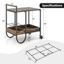 Rolling Buffet Serving Cart with Removable Metal Wire Wine Rack-Brown by LJGDeals
