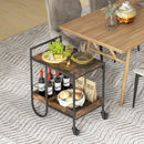 Rolling Buffet Serving Cart with Removable Metal Wire Wine Rack-Brown by DirectDeals