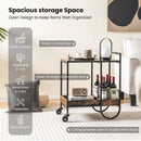 Rolling Buffet Serving Cart with Removable Metal Wire Wine Rack-Brown by DirectDeals