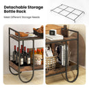 Rolling Buffet Serving Cart with Removable Metal Wire Wine Rack-Brown by DirectDeals