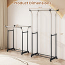 Rolling Clothes Rack Double Rod Garment Rack with Adjustable Height