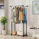 Rolling Clothes Rack Double Rod Garment Rack with Adjustable Height by LJGDeals
