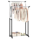 Rolling Clothes Rack Double Rod Garment Rack with Adjustable Height by LJGDeals