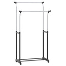 Rolling Clothes Rack Double Rod Garment Rack with Adjustable Height by LJGDeals