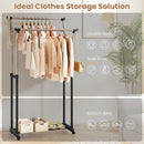 Rolling Clothes Rack Double Rod Garment Rack with Adjustable Height by LJGDeals
