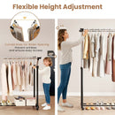 Rolling Clothes Rack Double Rod Garment Rack with Adjustable Height by LJGDeals