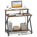Rolling Computer Desk with Charging Station and Monitor Shelf Storage for Home Office by LJGDeals