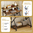 Rolling Computer Desk with Charging Station and Monitor Shelf Storage for Home Office